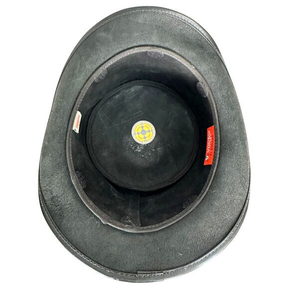 American Hat Makers El Dorado Voodo Buffalo Nickel Black Leather Top Hat XL - Picture 9 of 9
